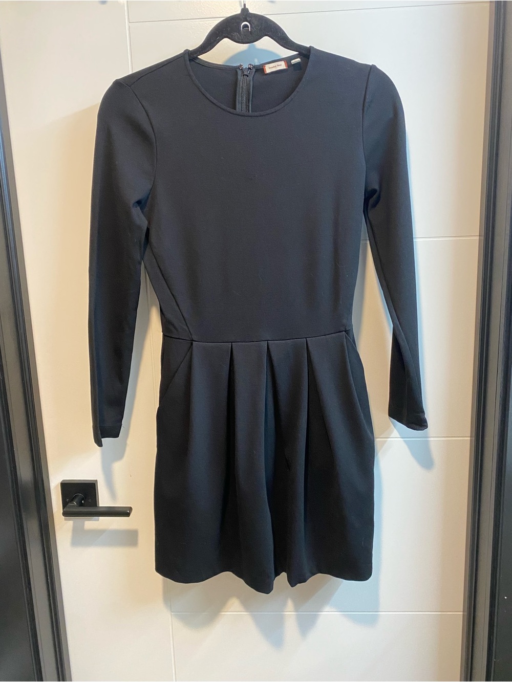 Sunday Best Black Long-Sleeve Pleated Skater Dress